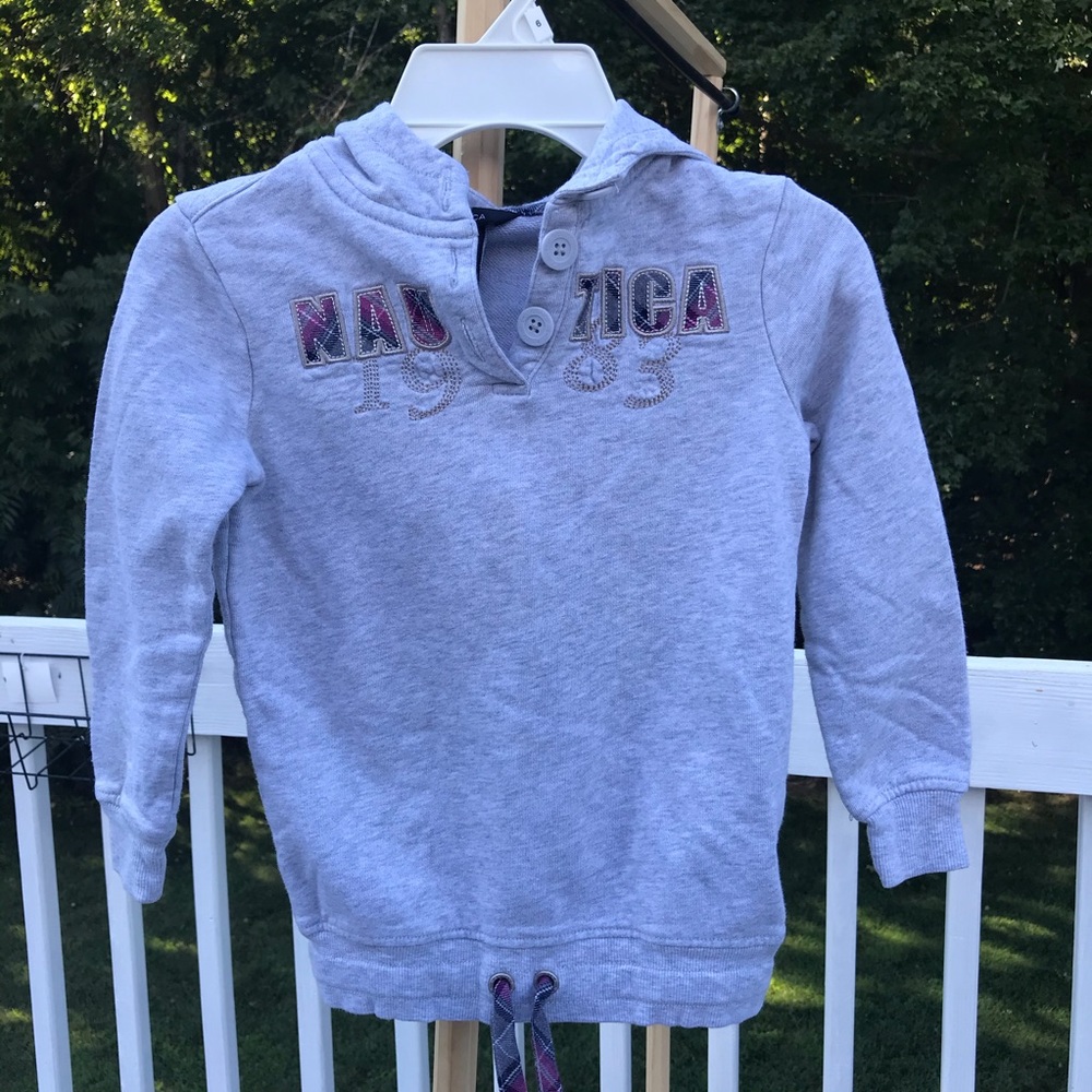 3/$20 Nautica-girl’s Gray Hoodie Sweater Tunic-(5)
